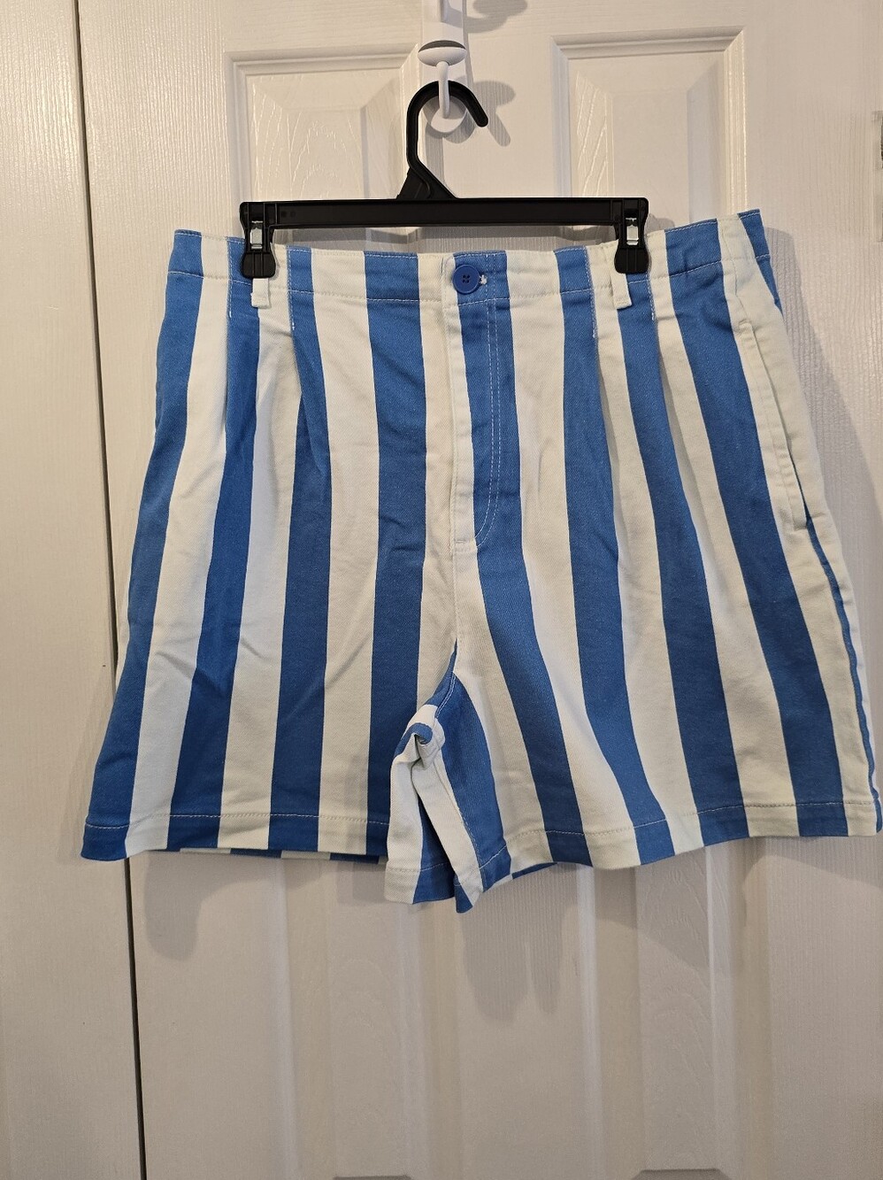 NWOT Maeve Anthropologie Blue and White Vertical Stripe Women's Shorts - 12